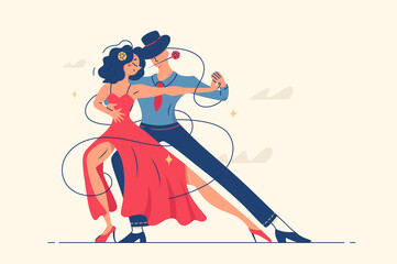 Man and woman dancing romantic tango - obrazy, fototapety, plakaty