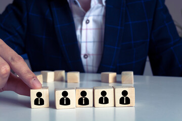 Human resources, corporate hierarchy concept and multilevel marketing - recruiter complete team...