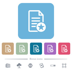 Fototapeta premium Favorite document flat icons on color rounded square backgrounds