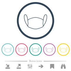 Medical face mask flat color icons in round outlines