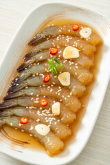 Korean Style Pickled Prawns or  Korean Soy Sauce Pickled Shrimp