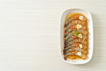 Korean Style Pickled Prawns or  Korean Soy Sauce Pickled Shrimp