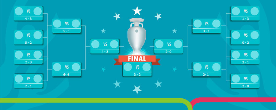 European football cup 2020. Playoff grid of the tournament. Vector illustration. Vector illustration