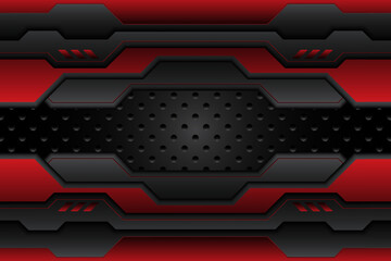 metal plate black and contrast red stripes on steel mesh. template modern technology design background. vector illustration