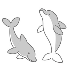 二匹のイルカのイラスト
