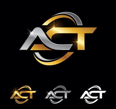 Golden and silver Monogram Letter ACT Sign