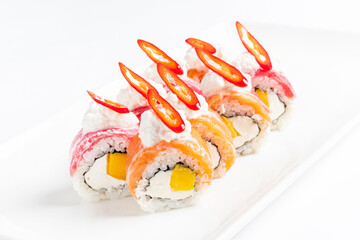 sushi set on the white plate