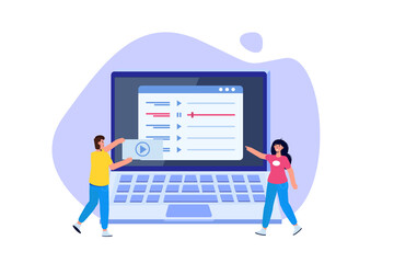 Internet online radio streaming, music applications,  playlist online podcast concept. Vector illustration.