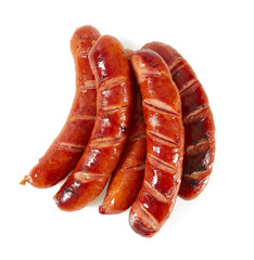 Grilled sausages isolated on a white background