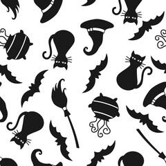 Seamless pattern with halloween elements. Halloween background. Illustration for textile, print, card, invitation, wallpaper, fabric