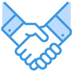 Handshake blue outline icon