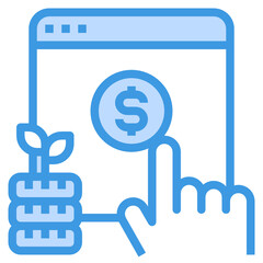 Pay per click blue outline icon