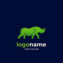 strong power rhino logo gradient style for wildlife conservation business company
