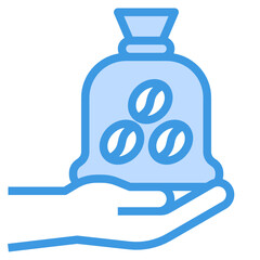 Coffee Beans blue outline icon