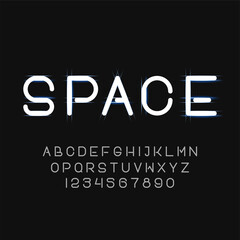 Futuristic Alphabet Font. Thin ABC Letters and Numbers. Vector