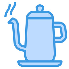 Tea Pot blue outline icon