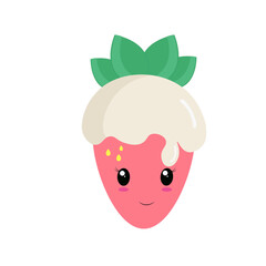 Happy strawberry on a white background. Vector illustration