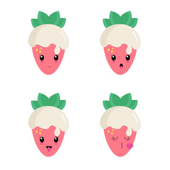 Strawberry emoji pack. Vector illustration