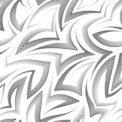 Vector seamless pattern of zigzags and corners in black isolated on white background.Vector seamless geometric pattern of abstract shapes from stripes and lines.Monochrome simple texture.