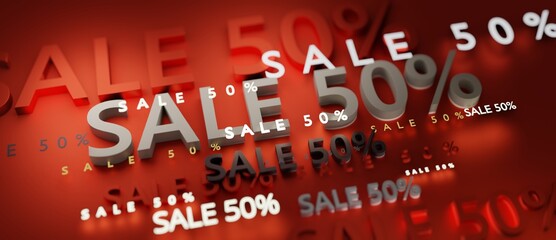 Abstract SALE 50% 3D TEXT Rendered Poster (3D Artwork)
