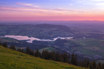 Sunset over the Swiss Alpes, shot from the 