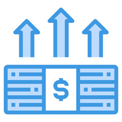 Cash blue outline icon