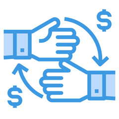 Exchange blue outline icon