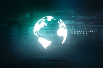 Global network connection. World map and concept of global business.