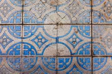 Sochi, Russia, April 14, 2021. An old abandoned dacha (dacha of Colonel Kvitko) on the Black Sea coast, a historical and cultural landmark. Fragment of the interior. Tiled floor in the room