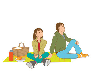 ピクニックを楽しむ日本人カップル