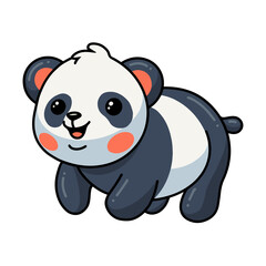 Cute little panda cartoon posing