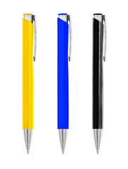 set of pens isolated on white background