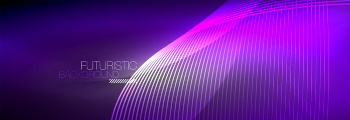 Abstract neon glowing light in the dark with waves. Shiny magic energy and motion concept, vector abstract wallpaper background