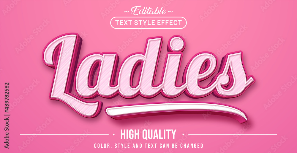 Poster editable text style effect - pink ladies text style theme.