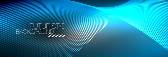 Abstract neon glowing light in the dark with waves. Shiny magic energy and motion concept, vector abstract wallpaper background