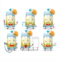 Doctor profession emoticon with singani cartoon character