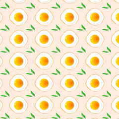 seamless pattern of delicious omelet on a serving plate