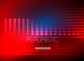 Bright neon color techno abstract background, shiny glowing neon lines in the dark background