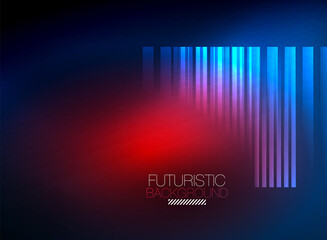 Bright neon color techno abstract background, shiny glowing neon lines in the dark background