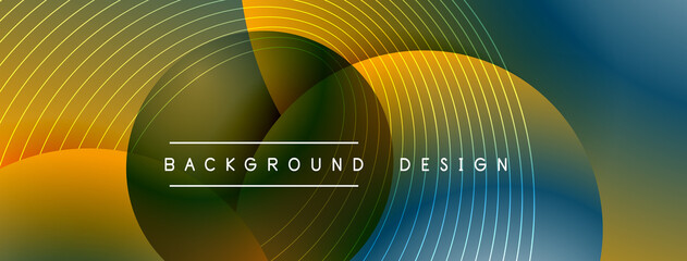 Naklejka premium Gradient circles with shadows. Vector techno abstract background. Modern overlapping forms wallpaper background, design template