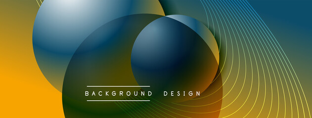 Gradient circles with shadows. Vector techno abstract background. Modern overlapping forms wallpaper background, design template