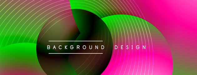 Gradient circles with shadows. Vector techno abstract background. Modern overlapping forms wallpaper background, design template