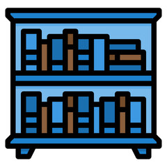 Bookshelves filled outline icon