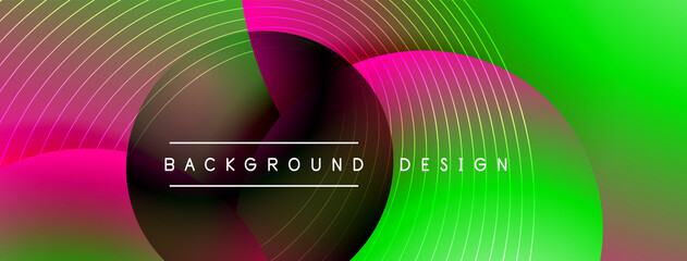 Gradient circles with shadows. Vector techno abstract background. Modern overlapping forms wallpaper background, design template