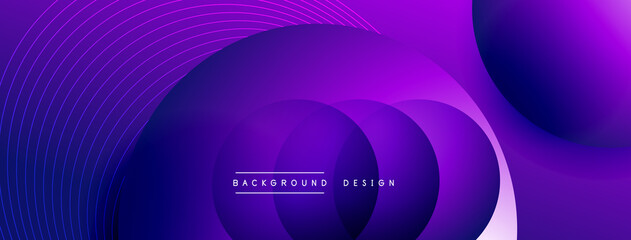 Gradient circles with shadows. Vector techno abstract background. Modern overlapping forms wallpaper background, design template