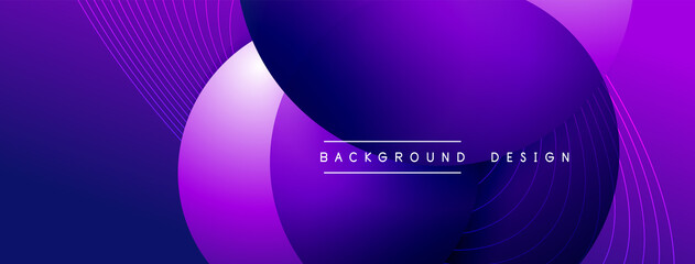 Gradient circles with shadows. Vector techno abstract background. Modern overlapping forms wallpaper background, design template
