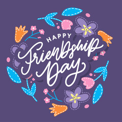 Fototapeta na wymiar Happy Friendship Day greeting card. For poster, flyer, banner for website template, cards, posters, logo. Vector illustration.