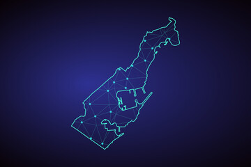 Map of Monaco. Wire frame 3D mesh polygonal network line, design sphere, dot and structure. communications map of Monaco. Vector Illustration EPS10.