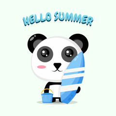 Cute panda carrying surfboard with summer greetings © Wayan