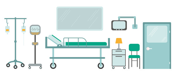 hospital ward in flat style, isolated, vector